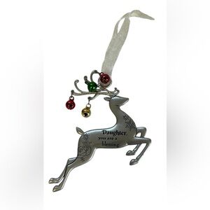 REINDEER ‘DAUGHTER’ CHRISTMAS TREE ORNAMENT METAL HOLIDAY GIFT